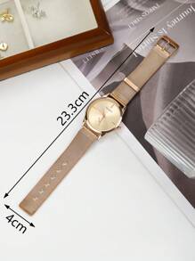 1 Miếng Vàng hồng Hợp kim Chất liệu Thời trang Quý cô Đồng hồ - Hoa hồng vàng - Xem 3