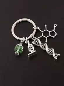 Microscope And DNA Double Helix Keychain Science Gift For Laboratory Technologist/Students/Teachers DNA Double Helix Charm Microscope Charm Keychain Chemistry Biology Gift Keychain Graduation Gift 3D DNA Double Helix Necklace Silver Gift Gift Accessories Decor Key Chain Charms Car Accessories Keyrings Thank You Gifts Teacher Accessories