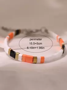 女士彩色手链串珠缠绕珠波西米亚风冲浪珠宝 - 黑與白 - 查看 3