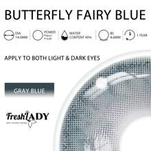 Freshlady 蝴蝶仙子藍色14.0mm有色隱形眼鏡,1年拋棄式 - 淺藍色 - 查看 3