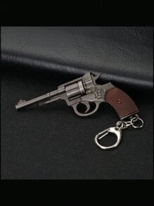 1 件裝男士手槍模型鋅合金鑰匙扣,適合日常使用 - 銅色 - 查看 1