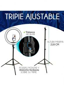 14 Pulgadas Aro De Luz Led Tripie  Soporte Celular Foto Video (Grande) - Blanco - Ver 5