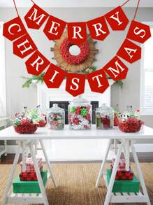 1入組聖誕節聖誕老人圖樣紙質旗幟掛飾,派對裝飾用品 - 彩色 - 查看 1