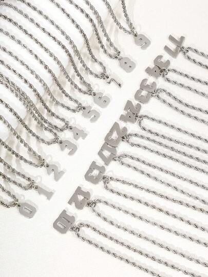 1 Piece Fashion Vintage Stainless Steel Rope Chain Number Pendant Necklace For Men Gift