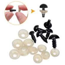 安全娃娃眼睛、塑膠玩具眼睛、100 顆黑眼珠和 14 個帶墊圈的彩色眼睛、用於軟毛絨玩具和 Diy 項目的替換鉤針眼睛、用於氈制的動物眼睛 - 黑色 - 查看 6