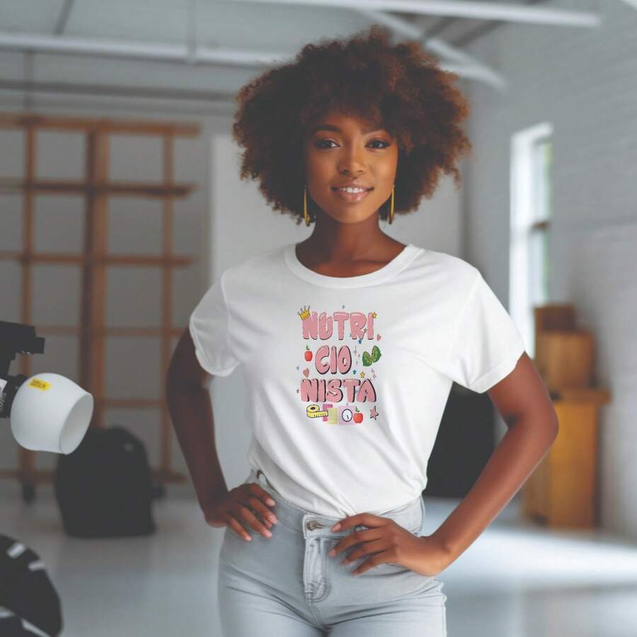 Baby look Feminina Profissões, Nutrição, Nutri - Branco - Visão 1