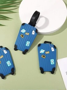 1 Miếng Creative PVC Hình hành lý  Cao su Tag hành lý Với Silicone Thắt lưng Đối với Vali , Có thể tháo rời , Du lịch & Có thể mang đi - Màu xanh lam - Xem 2