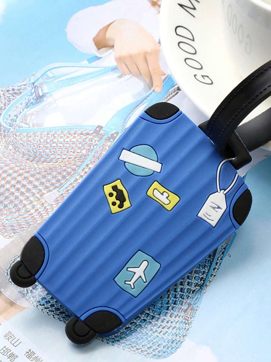 1 Miếng Creative PVC Hình hành lý  Cao su Tag hành lý Với Silicone Thắt lưng Đối với Vali , Có thể tháo rời , Du lịch & Có thể mang đi - Màu xanh lam - Xem 1