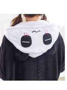 Panda Romper For Child Premium Quality Buttons Fleece Fabric Cosplay - 黑與白 - 查看 2