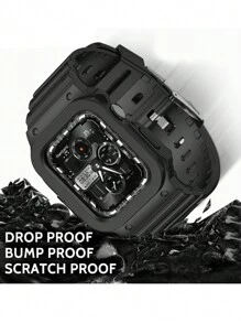 The strap case is compatible with the Apple Watch 9/8/7/6/5/4 generation 40mm, 41mm, 44mm, 45mm Apple Watch SE9/8/7/6/6/5/Men/Women Black PU Sport Series Reinforced Case - Black - View 4