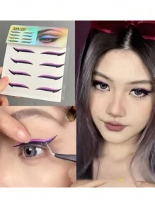 1張10入組紫色眼線和眼影貼紙,自粘貓眼妝 - 紫色 - 查看 4