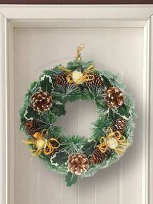 1pc Plastic Christmas Wreath - Army Green - View 2