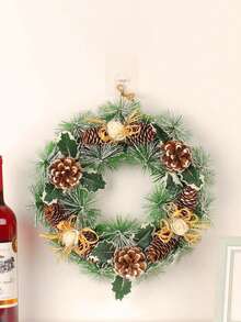 1pc Plastic Christmas Wreath - Army Green - View 3