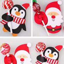 1套隨機風格聖誕糖果禮品包裝 - 聖誕老人和企鵝棒棒糖包裝、裝飾卡片和吊牌（50入組） - 彩色 - 查看 2