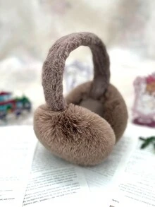 冬季可摺疊絨毛耳罩 - 棕色 - 查看 4