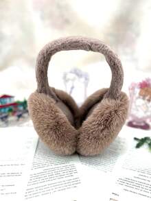 冬季可摺疊絨毛耳罩 - 棕色 - 查看 2