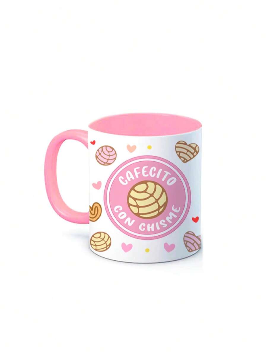 Taza "Cafecito" con chismes, - Rosa - Ver 1