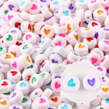 500Pcs Round Letter Beads Acrylic Alphabet Number Beads Heart Beads for Jewelry Making DIY Necklace Bracelet (7x4mm) - Red and White - View 5
