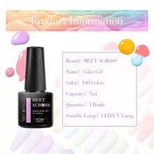 Set de 8 piezas de esmalte de uñas en gel azul, semi-permanente, de remojo, híbrido de/LED, barnices, base, top coat, kit de arte de uñas, manicura de salón, diseño y decoración de uñas en gel para hacer en casa - Burdeos - Ver 6
