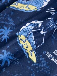 Calzoncillos con estampado de calavera y diseño de anime ahegao para hombres, Halloween - azul real - Ver 6