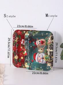 1/2 Pieces Plastic Fruit Tray For Christmas Theme Party, Rectangular Fruit Tray For Family Living Room Table, Reusable Candy Dim Sum Storage Tray - Multicolor - View 4