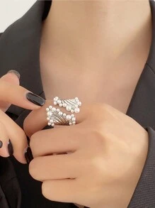 1pc Bold & Fashionable Wide Bead Design Decorative Ring