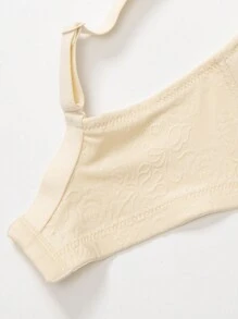 Plus Floral Pattern Wireless Bra - Apricot - View 10