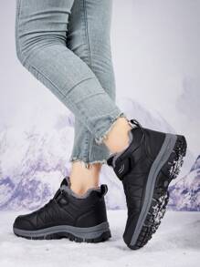 Women's Winter Warm Plush Lined Sneakers, Non-Slip Outdoor Hiking Shoes, Snow Boots, Ankle Boots - Black - View 4