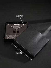 1pc Stainless Steel Cross Pendant Necklace With Gift Box, Perfect As A Gift For Boyfriends To Wish For Peace - Silver - View 6