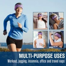 MUSICOZY Sleep Headphones Bluetooth 5.2 Headband, Sports Wireless Earphones Sweat Resistant Earbuds Sleeping Headphone with Ultra-Thin HD Stereo Speaker for Workout Running Cool Gadgets Unique Gifts - 紫羅蘭色 - 查看 5