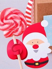 100入組聖誕糖果禮物包裝紙板,聖誕老人和企鵝棒棒糖紙卡,派對禮物裝飾卡 - 彩色 - 查看 3