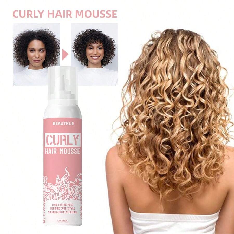 Mousse para rizar el cabello de 150 ml para rizos realzados y rebotantes - Rosa - Ver 1