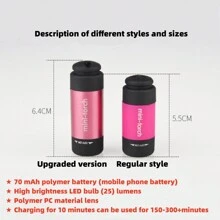 XIANG YU 1pc USB Rechargeable Mini Rotary Switch High Brightness LED Flashlight Keychain For Nighttime, Illumination, Outdoor Use Halloween Car Accessories Bag Charm Backpack For School Cute Goth Y2k - Multicolor - View 9