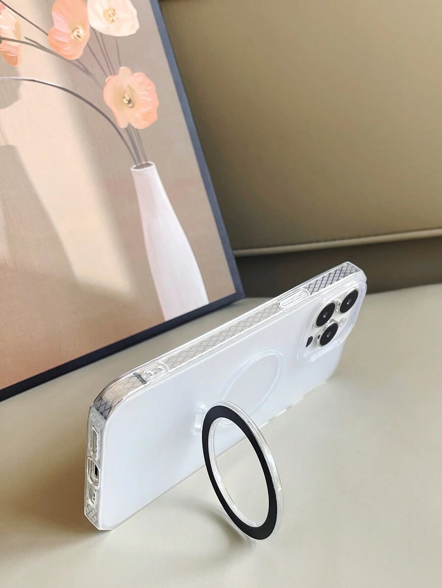 1 Đế Điện Thoại Họa Tiết CD Từ Tính & Ốp Tpu Trang Trí Đính Kim Cương Giả Với Mặt Có Họa Tiết Tương Thích Với IPhone - màu đen - Xem 1