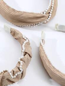 3 piezas/set de diademas con cuentas en color beige para mujer - Café - Ver 3