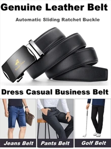 rongkepolo 男士真皮棘轮式正装腰带，黑色，适合搭配西装，S码，美式设计，时尚男士超短尾腰带，适合各种场合，正式着装，夏季工作裤装，秋季上学，万圣节秋冬配饰，适合青少年、青年、男士，休闲、户外、运动、度假、毕业礼物、生日礼物、日常穿着