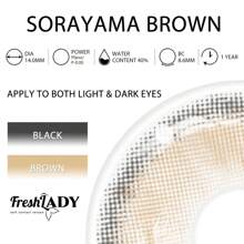 FRESH LADY Freshlady Everyday Color Contacts Pupilentes Sorayama 棕色彩色隐形眼镜 1 年抛型 万圣节服装 角色扮演