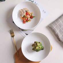 4 件組白色陶瓷義大利麵碗、沙拉碗、上菜碗、湯碗、義大利麵盤