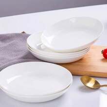 4 件組白色陶瓷義大利麵碗、沙拉碗、上菜碗、湯碗、義大利麵盤