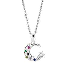 1 Pieza Collar De Plata S925 Estilo Ins En Forma De Luna Con Incrustaciones De Diamantes De Imitación, Cadena De Clavícula Multicolor - Plateado - Ver 5