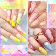 Set de 8 piezas de esmalte de uñas en gel azul, semi-permanente, de remojo, híbrido de/LED, barnices, base, top coat, kit de arte de uñas, manicura de salón, diseño y decoración de uñas en gel para hacer en casa - Burdeos - Ver 8