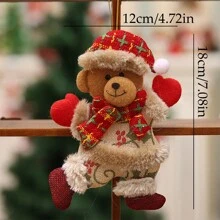 4入組聖誕節掛飾,聖誕樹布質配件,聖誕老人、雪人、馴鹿和泰迪熊掛飾,禮物補給品 - 彩色 - 查看 2