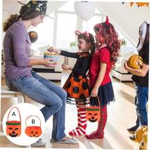 1pc/5pcs/10pcs Halloween Pumpkin Themed Non-woven Candy Bag Trick-or-treat Goodie Bag Portable Pumpkin Candy Holder Gift For Halloween Party Supplies