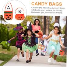 1pc/5pcs/10pcs Halloween Pumpkin Themed Non-woven Candy Bag Trick-or-treat Goodie Bag Portable Pumpkin Candy Holder Gift For Halloween Party Supplies