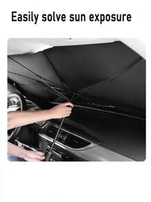 Car Heat Insulation Sunshade Umbrella - Black - View 1