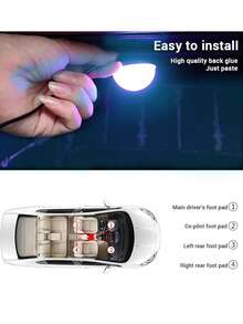 1pc car foot USB one tow four ice blue atmosphere light Car interior decorative light general purpose - Blue - View 4