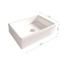 Lavatório Pia para Banheiro Retangular Torino - Branco - Visão 3