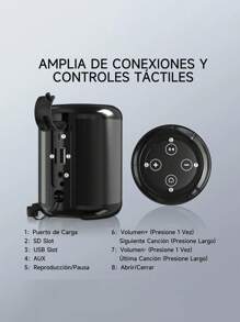 Mini Bocina Portátil Bluetooth 5.0 Radio Fm - Negro - Ver 4