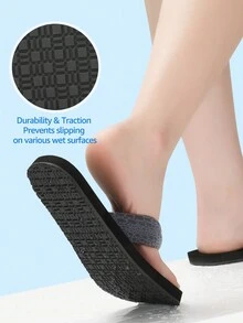 STQ Chanclas para Mujer Playa, cómodas Esterillas de Yoga Sandalias de Verano - Negro - Ver 6