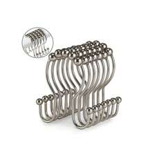 12pcs Rust-Resistant Stainless Steel Shower Curtain Hooks - Anti-Drop Double Hooks For Smooth Sliding & Balance - Silver - View 2